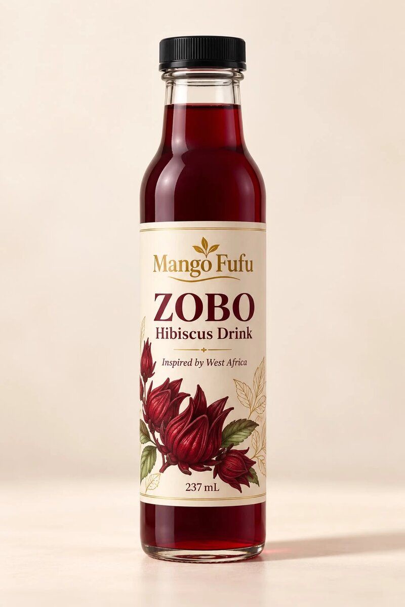 Bottle of Zobo hibiscus drink, 237 mL